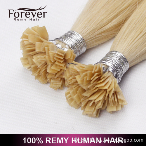 Xuchang Forever 10A top quality keratin 100 remy human blond double drawn flat tip hair extension